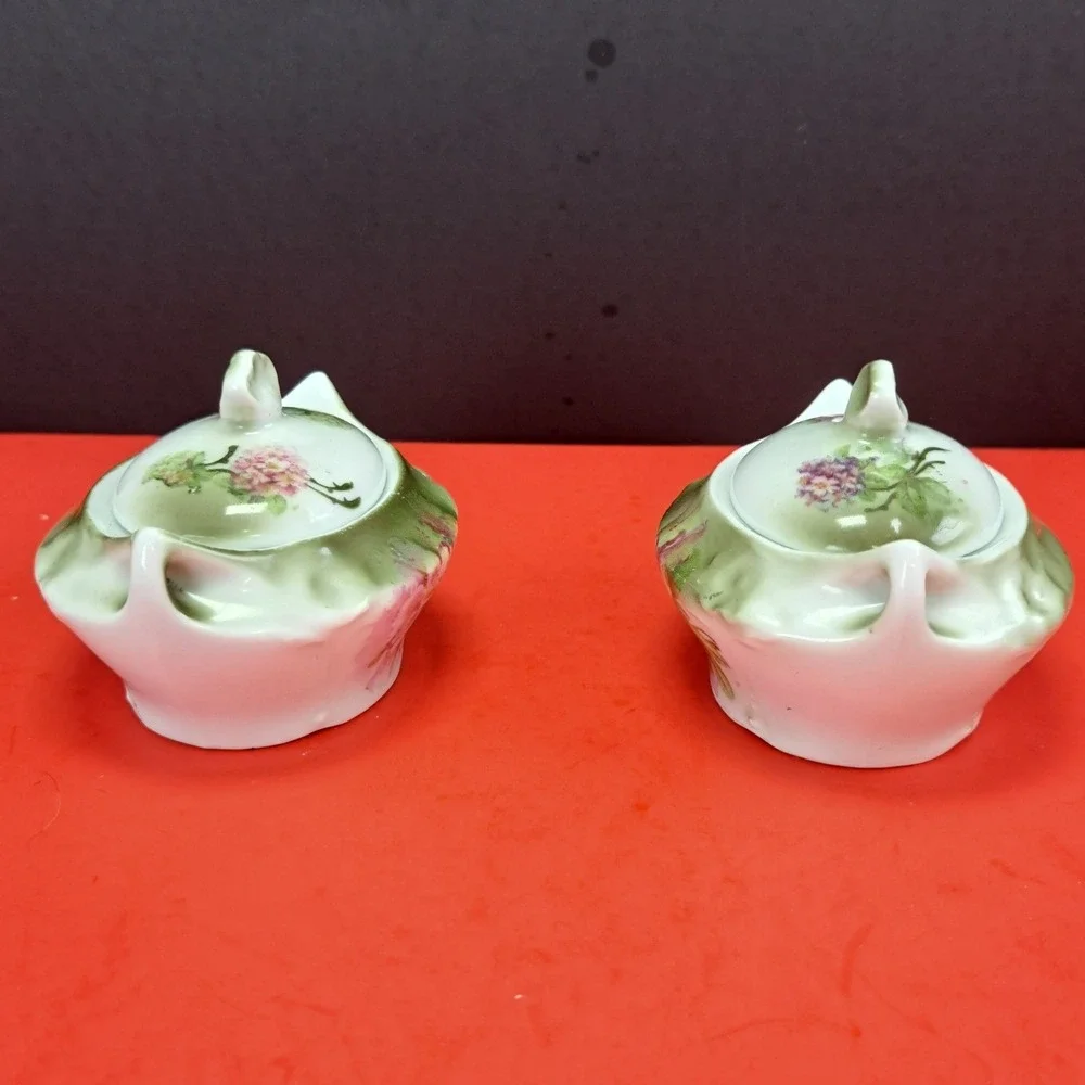 Moschendorf Bavaria Tea Vanity Set OS Green Pink Excellent Hydrangea Floral 5pc